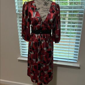 Stylish Red Geometric Women's Dress